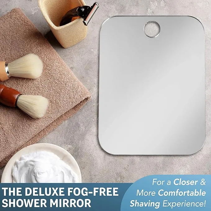 shave well deluxe anti fog shower mirror – fogless & large