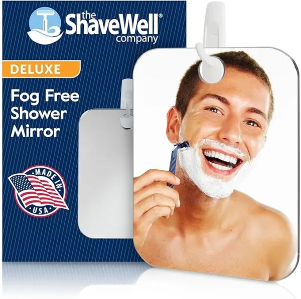 Shave Well Deluxe Anti-Fog Shower Mirror, Large Fogless Bathroom Mirror for Shaving, Fog-Resistant Design, Ideal for Home, Wet Shower, and Grooming