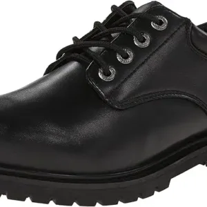 Skechers Cottonwood Elks Black Leather Work Shoes – men’s slip-resistant and cushioned footwear for professional use in UAE workplaces.