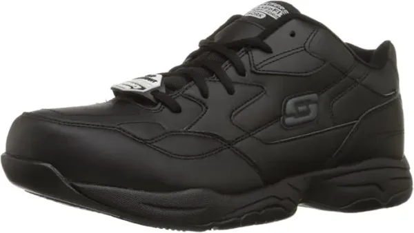 Skechers Felton Men’s Slip-Resistant Work Shoes – cushioned, durable, and supportive footwear for kitchens, retail, and industrial settings in the UAE.