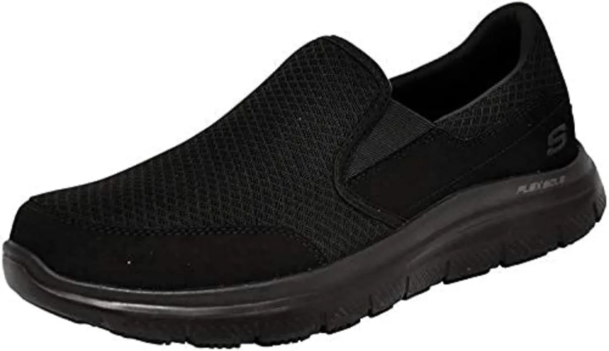 Skechers Men’s McAllen Slip-Resistant Work Sneakers – breathable black design with Flex Advantage comfort for demanding workplaces across the UAE.