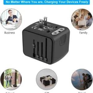 universal travel power adapter with usb c & usb a fast charging