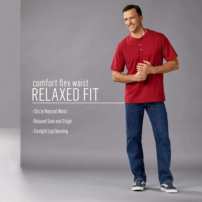 wrangler authentics relaxed fit jeans for men | comfort flex waist denim pants