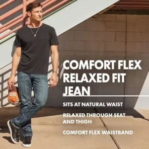 wrangler authentics relaxed fit jeans for men | comfort flex waist denim pants
