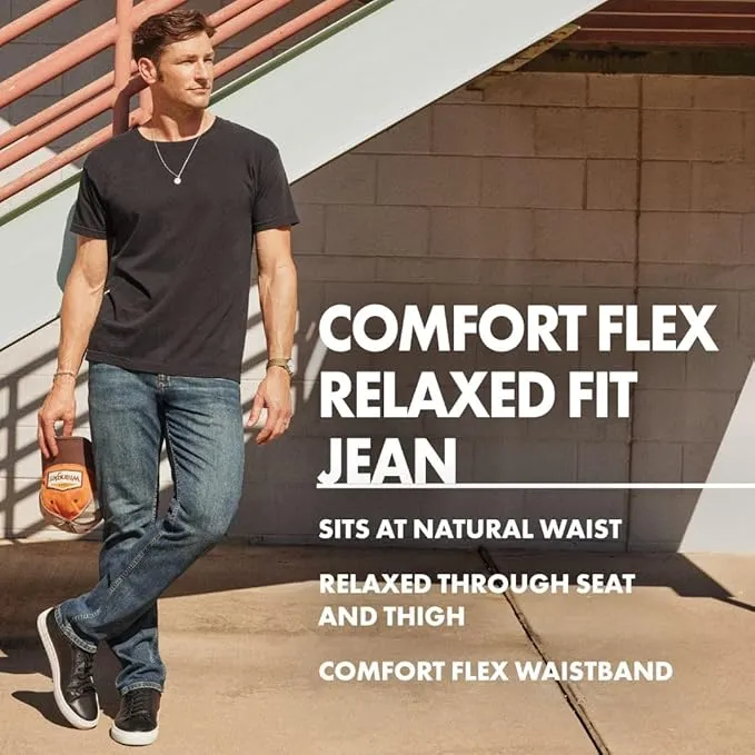 wrangler authentics relaxed fit jeans for men | comfort flex waist denim pants