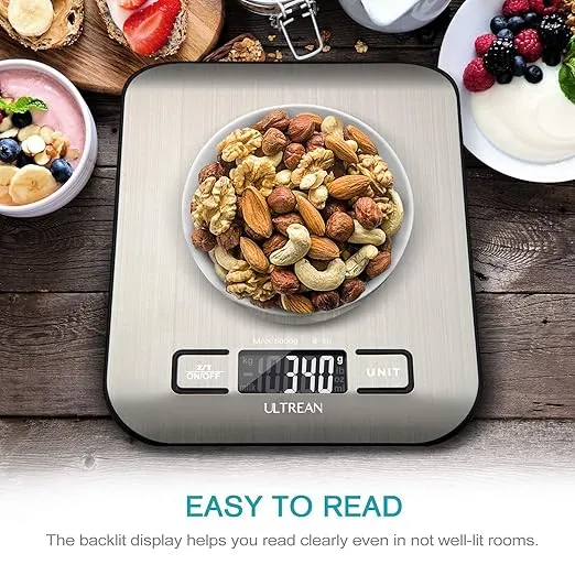 digital food scale, high precision kitchen scale, measures in grams and ounces for cooking and baking,