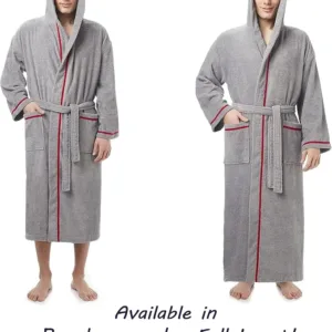 arus men’s hooded bathrobe – full length turkish cotton classic robe