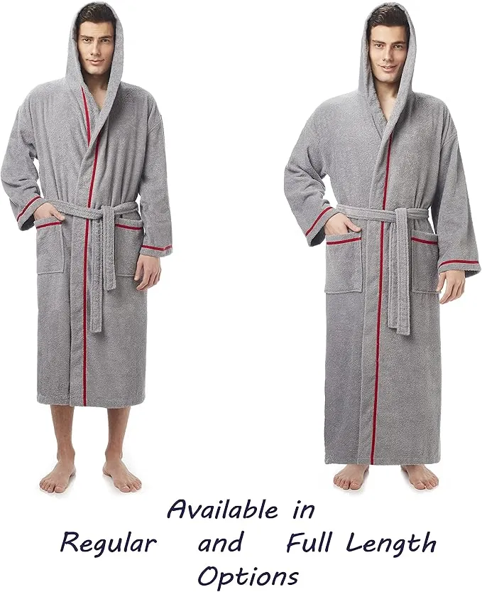 arus men’s hooded bathrobe – full length turkish cotton classic robe