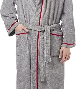 Arus men’s hooded bathrobe – full length Turkish cotton robe with classic design, soft, absorbent, and perfect for spa, lounging, and everyday comfort.