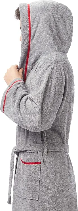 arus men’s hooded bathrobe – full length turkish cotton classic robe