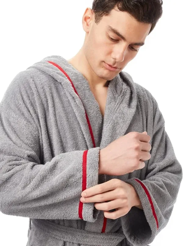 arus men’s hooded bathrobe – full length turkish cotton classic robe
