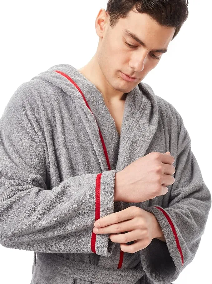 arus men’s hooded bathrobe – full length turkish cotton classic robe