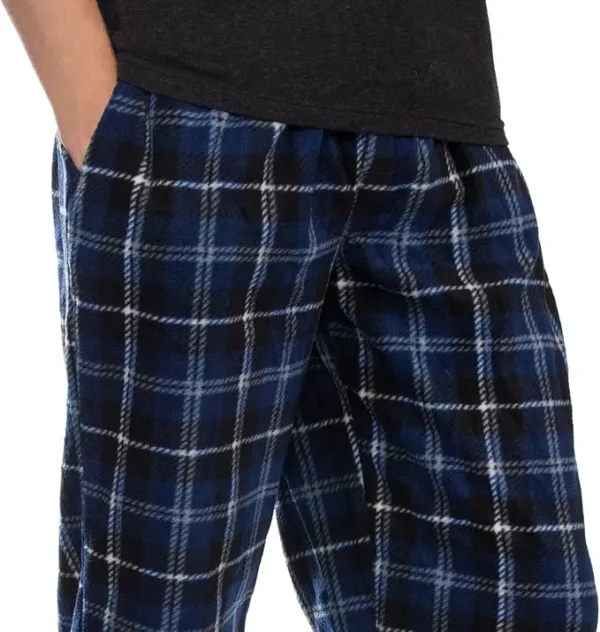 dg hill men’s fleece pajama pants – plaid microfleece sleepwear lounge bottoms with pockets