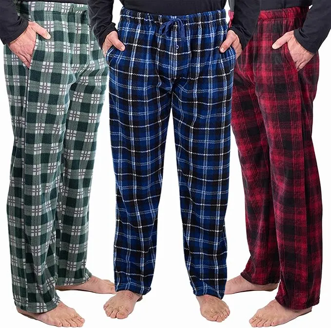 DG Hill men’s fleece pajama pants – plaid microfleece sleepwear bottoms with pockets, soft warm lounge pants ideal for cozy nights, relaxing, and bedtime.