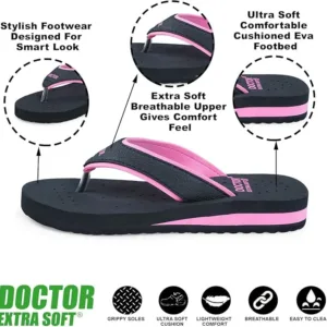 doctor extra soft women’s & girls’ flip flops – comfortable house slippers