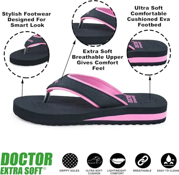 doctor extra soft women’s & girls’ flip flops – comfortable house slippers