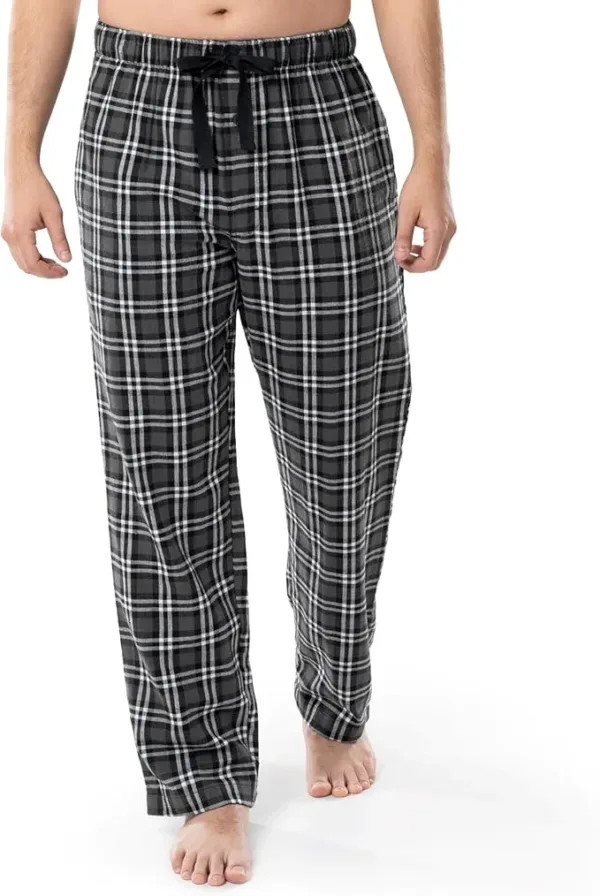 Fruit of the Loom men’s flannel pajama pants – soft yarn-dye woven cotton sleepwear bottoms, warm and cozy nightwear perfect for lounging and bedtime.