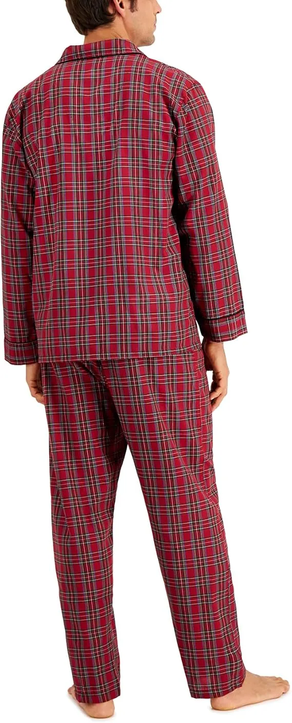hanes men’s woven pajama set – comfortable plain weave cotton sleepwear