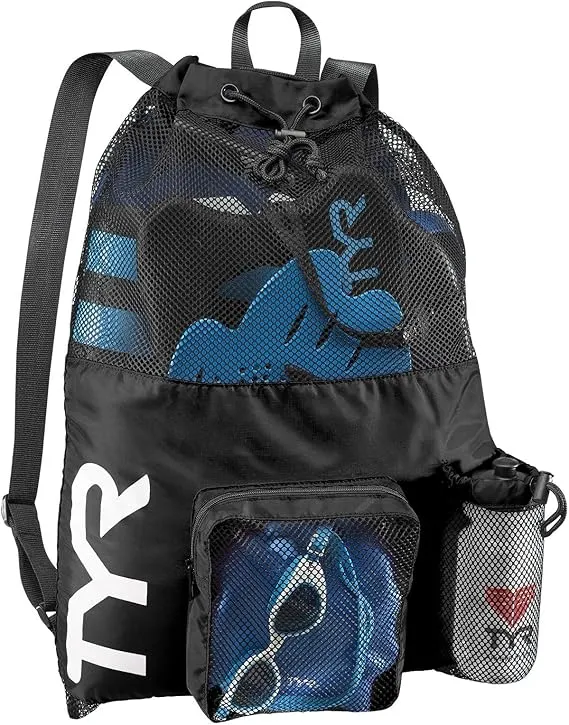 TYR Unisex Big Mesh Mummy Backpack – Lightweight Swim & Sports Gear Bag