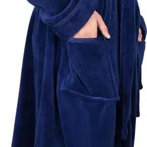 ny threads men’s hooded fleece bathrobe – soft plush lounge robe