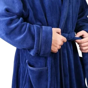 ny threads men’s hooded fleece bathrobe – soft plush lounge robe