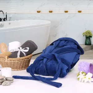 ny threads men’s hooded fleece bathrobe – soft plush lounge robe