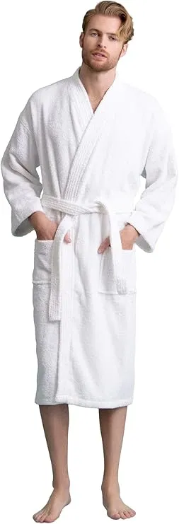 soft touch linen men’s robe – turkish cotton terry bathrobe for men