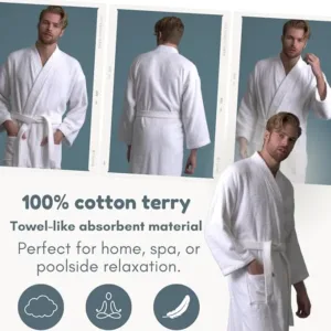 soft touch linen men’s robe – turkish cotton terry bathrobe for men