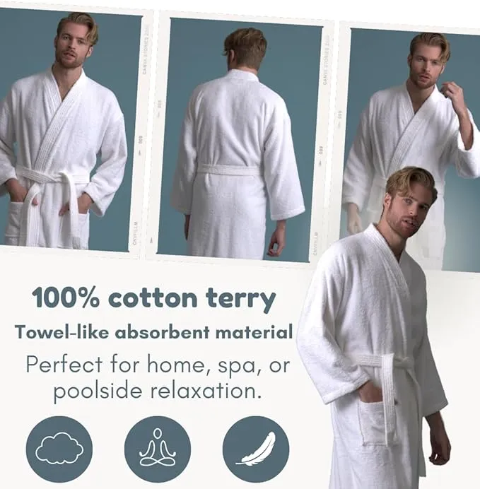 soft touch linen men’s robe – turkish cotton terry bathrobe for men