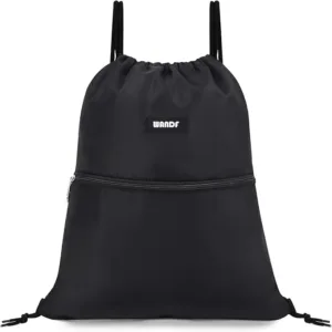 WANDF water-resistant drawstring backpack – lightweight nylon cinch sackpack with durable design, ideal for gym, sports, travel, beach, and daily use.