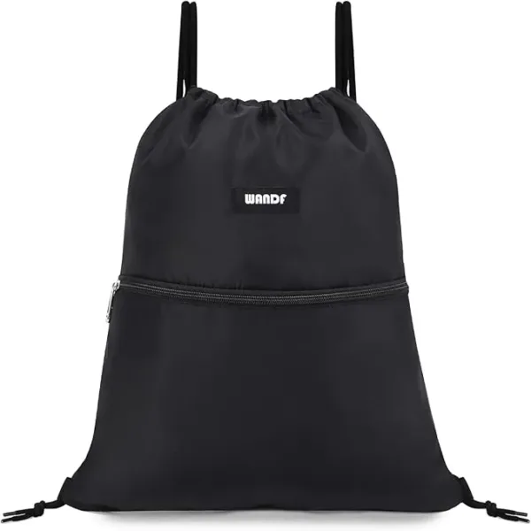 WANDF water-resistant drawstring backpack – lightweight nylon cinch sackpack with durable design, ideal for gym, sports, travel, beach, and daily use.