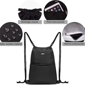 wandf water resistant drawstring backpack – lightweight nylon cinch sackpack
