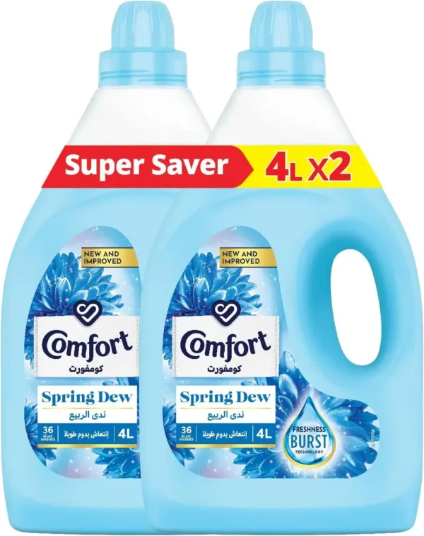Bottle of Comfort Fabric Softener Fresh Bloom offering long-lasting freshness.