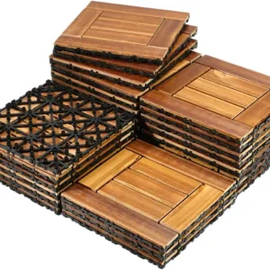 Premium wooden deck tiles for outdoor flooring with interlocking waterproof design.