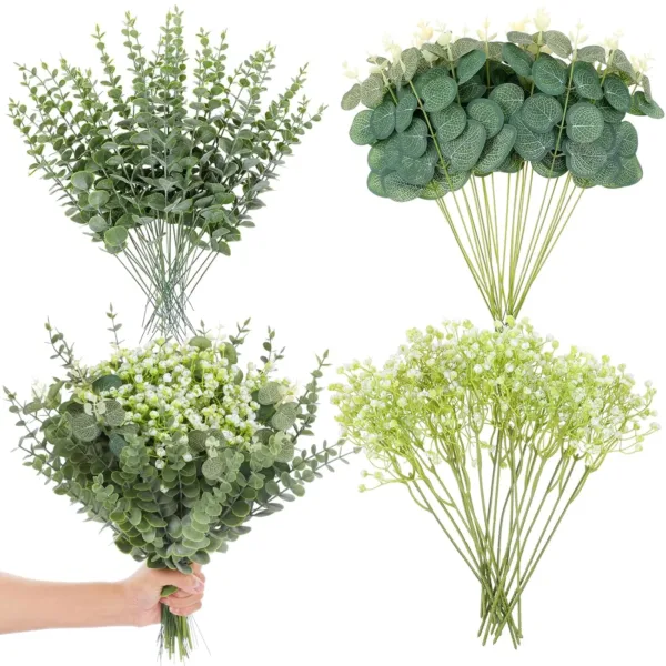 artificial eucalyptus stems flowers 1