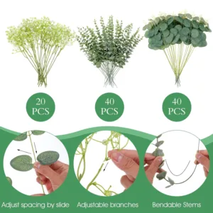 artificial eucalyptus stems flowers 3