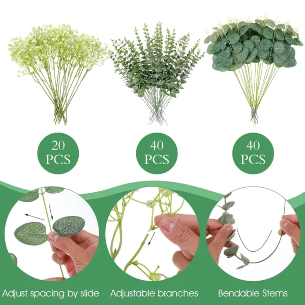 artificial eucalyptus stems flowers 3