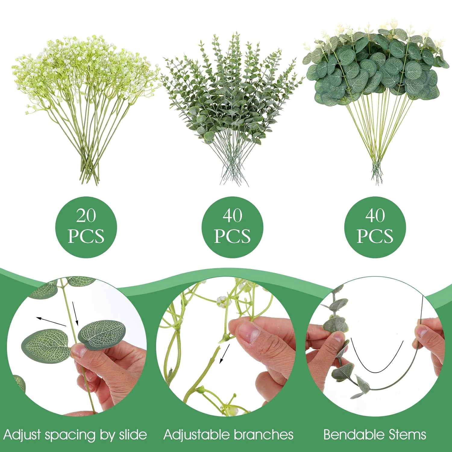 artificial eucalyptus stems flowers 3