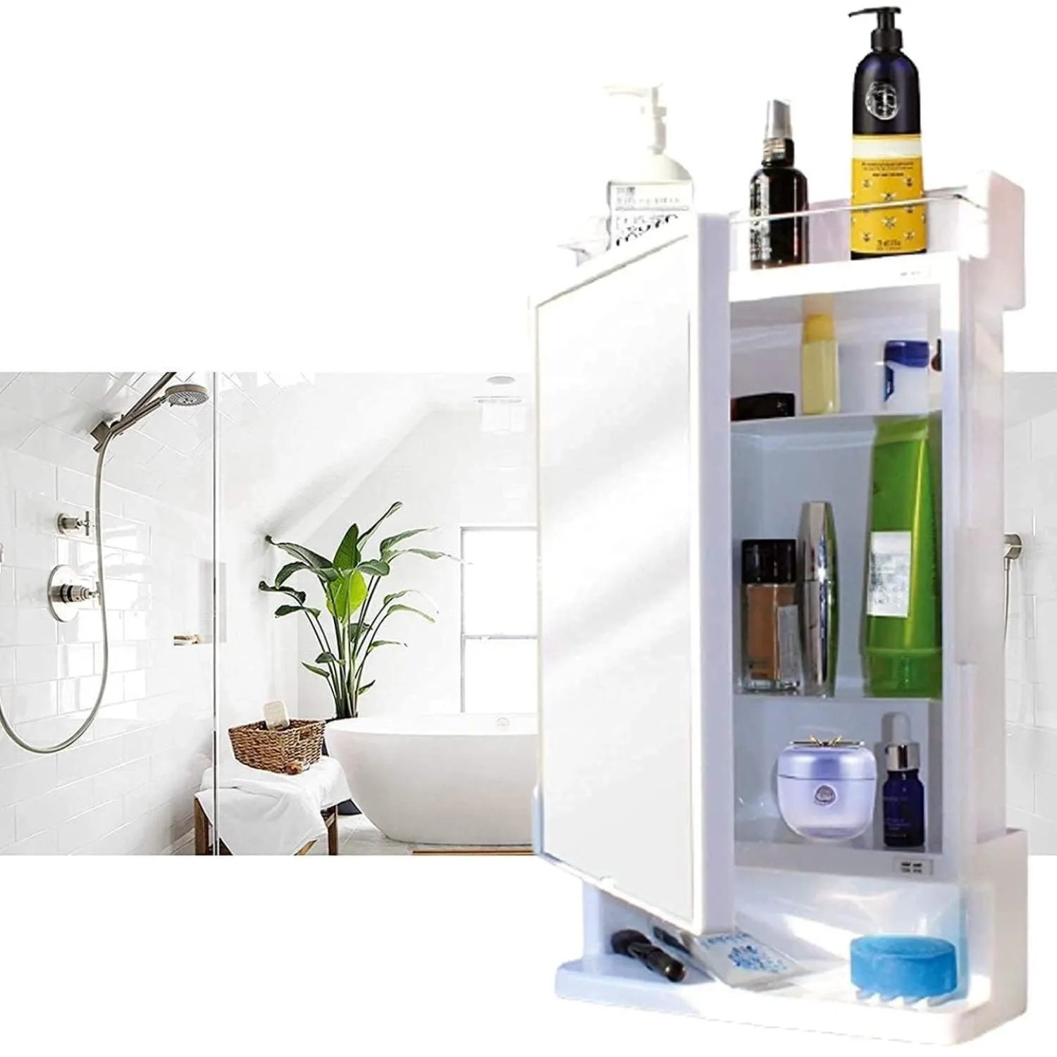 bathroom cabinet mirror white 4