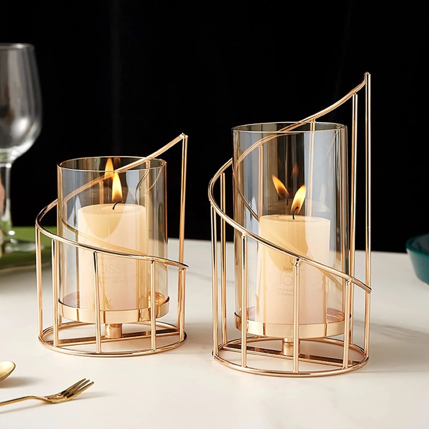 candle holder gold glass 1