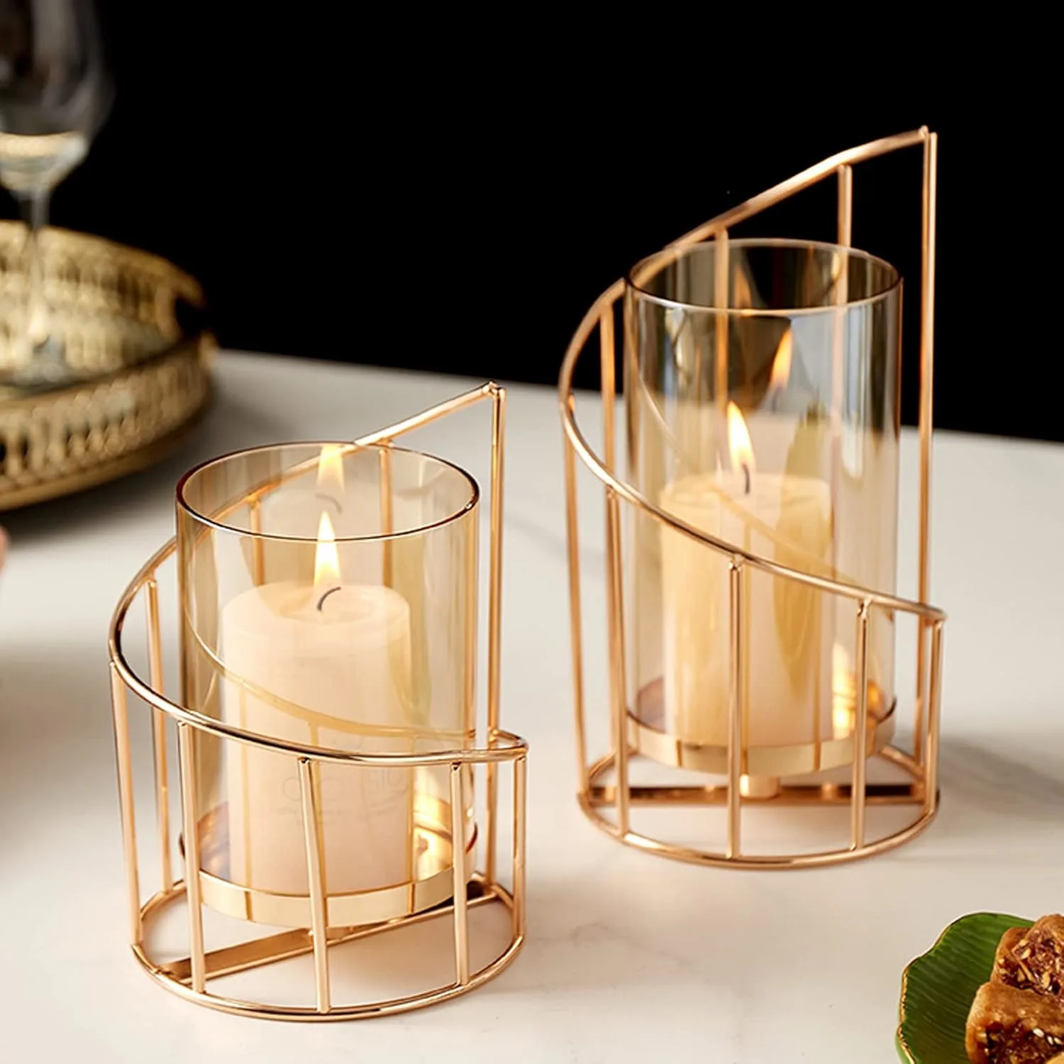 candle holder gold glass 3