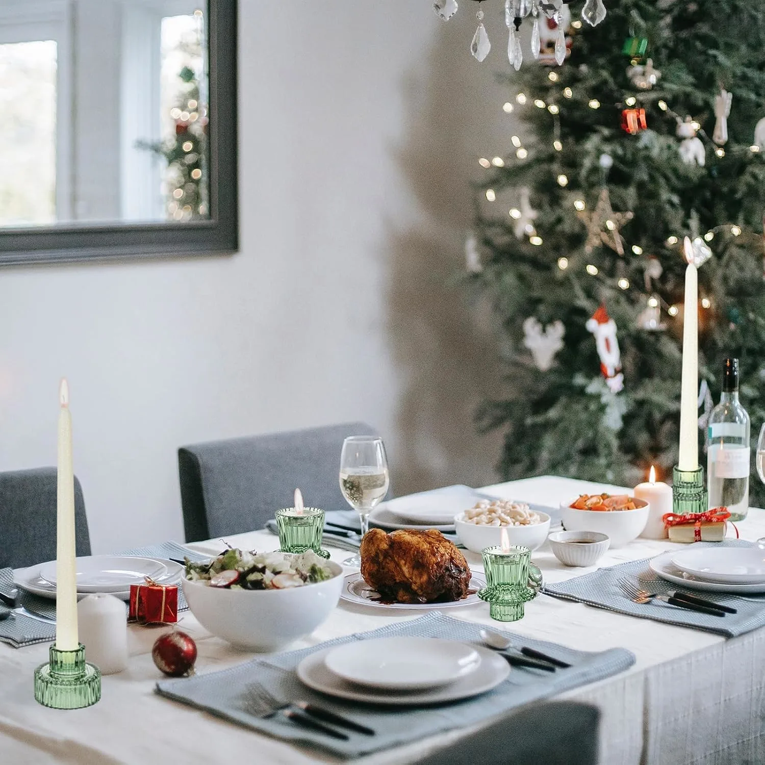 candle holders glass set 2