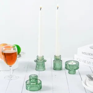 candle holders glass set 4