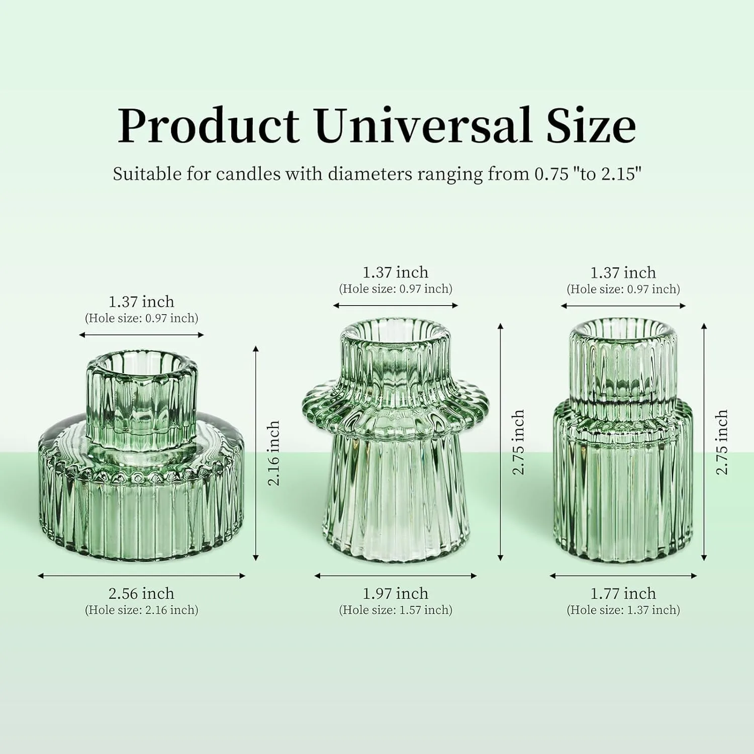 candle holders glass set 7