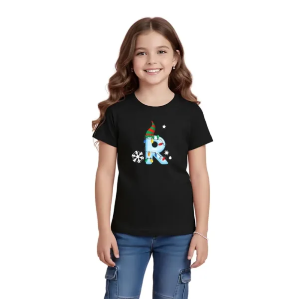 christmas initial girls tshirt 1