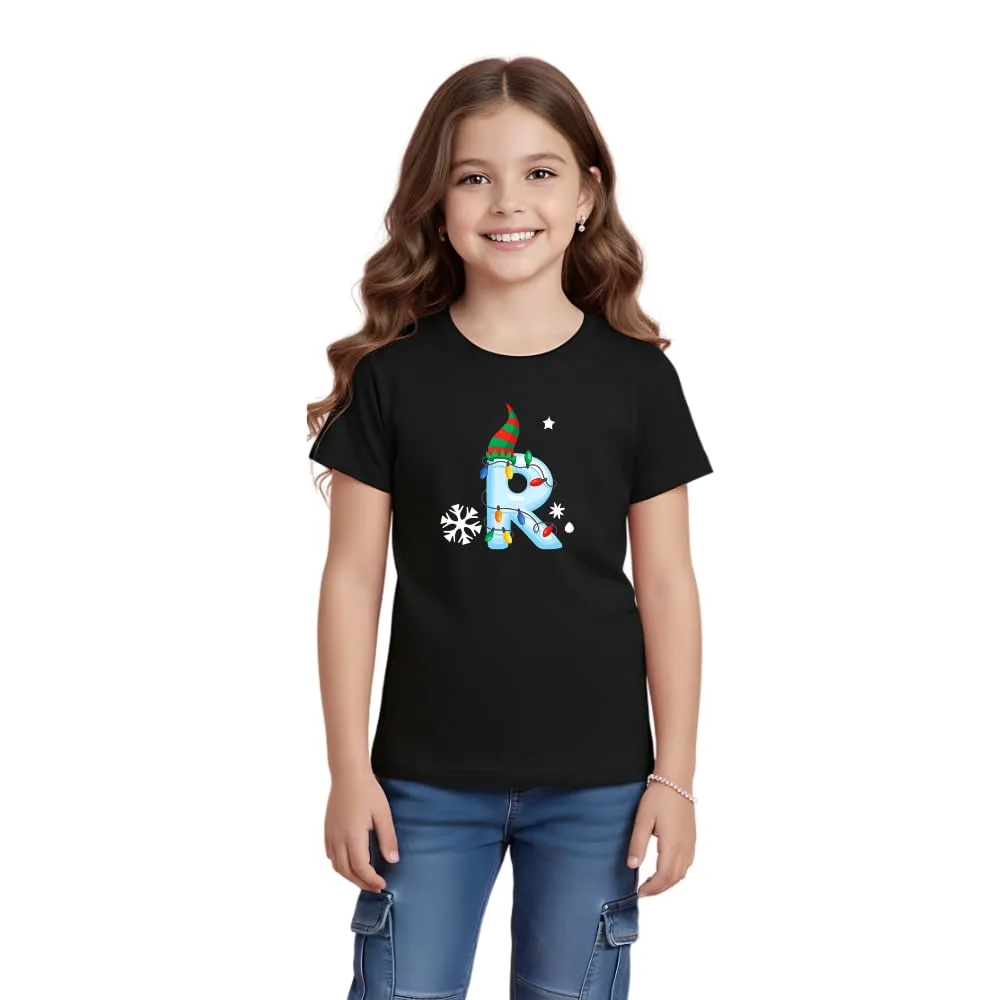 christmas initial girls tshirt 1