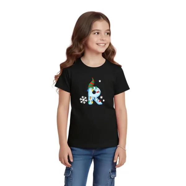 christmas initial girls tshirt 3