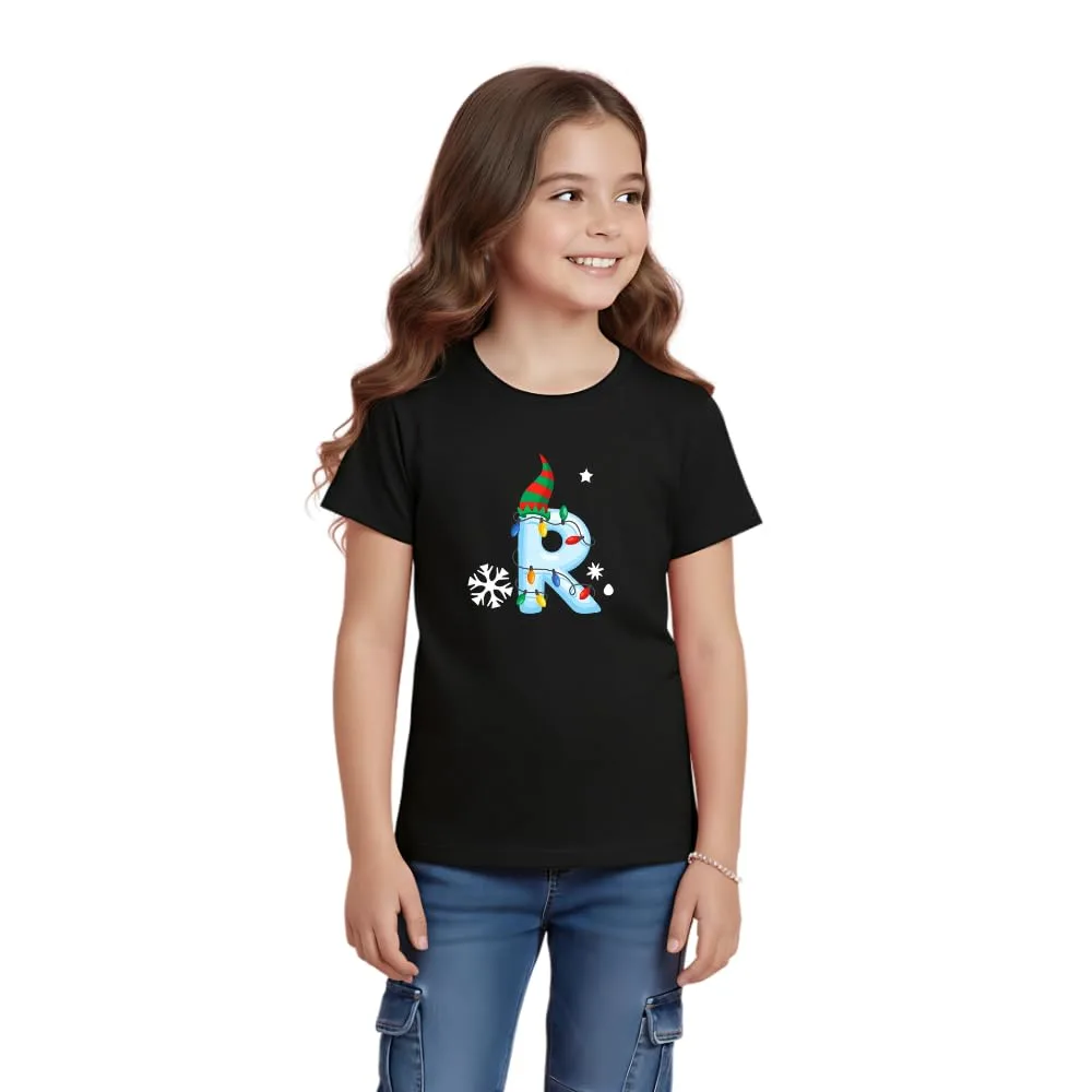christmas initial girls tshirt 3