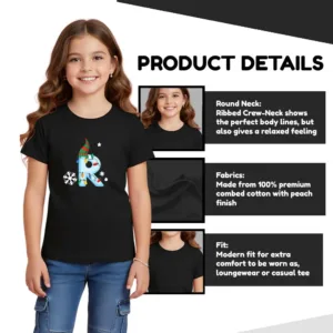 christmas initial girls tshirt 4
