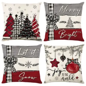 christmas pillow covers linen 1